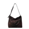 Hobo-Tasche aus Canvas mit Leopardenmuster und verstellbarem Lederriemen in Dunkelbraun - Kaffee Leopard