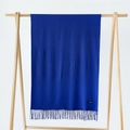 Detailed view of navy blue cashmere scarf featuring soft texture and tassel edge detail - Sapphire Blue / 215*70cm