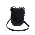 Borsa a sella moderna in pelle nera lucida con tracolla regolabile per donna - Nero