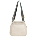 Chicke beige PU Muscheltasche mit Ethno-Gurt und Akzenten aus Bronze-Hardware - Weiß