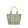 Borsa tote in tela con stampa leopardata verde giallo chiaro con macchie nere - Verde
