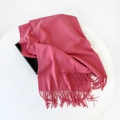 Elegant rose pink cashmere-feel scarf with soft fringe tassels, folded for a smooth drape - 215*70cm / Watermelon Red (DW010-3)