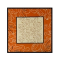 Orange animal print square silk scarf with floral patterns and a satin finish - 90x90cm / Orange