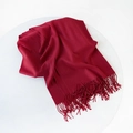 Solid burgundy cashmere-feel winter scarf with long tassel fringe detail - 215*70cm / Wine Red (DW010-4)
