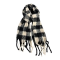 Extralanger Winter-Mohair-Schal mit klassischem schwarz-weißem Karomuster und Fransen - Schwarz-Weißes Karo (HM07)