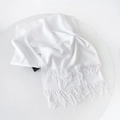 Elegant solid pure white cashmere-feel scarf with handmade tassel details and soft texture - 215*70cm / Bleached White (DW010-7)