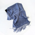 Navy blue faux cashmere scarf with tassels on a white minimalist display stand - 215*70cm / Denim Blue (DW010-5)