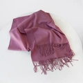 Elegant dusty rose cashmere-like long scarf with handmade tassel ends for women - 215*70cm / Dusty Pink (DW010-6)
