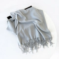 Soft light grey pashmina-style scarf with tassel fringe for autumn winter warmth - 215*70cm / Silver Gray (DW010-8)