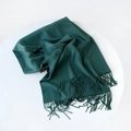 Deep green long scarf in soft imitation cashmere with fine tassel fringe details - 215*70cm / Dark Green (DW010-14)