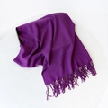 Solid deep purple pashmina scarf with fringe tassels on white round display - 215*70cm / Violet (DW010-17)