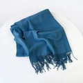 Solid dark teal cashmere-like scarf with hand-knotted tassels for autumn and winter - 215*70cm / Peacock Blue (DW010-35)