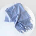Soft solid light blue cashmere feel scarf with elegant tassels for autumn and winter warmth - 215*70cm / Sky Blue (DW010-33)