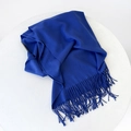 Royal blue cashmere-feel winter scarf with elegant long tassel edges for women - 215*70cm / Royal Blue (DW010-18)