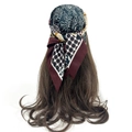 Close-up of paisley cotton-linen scarf showing floral patterns and navy blue color - Vintage Multicolor Print (RZ7014)
