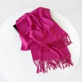 Deep rose red pashmina scarf with fringe tassels for winter warmth and soft texture - 215*70cm / Rose Red (DW010-20)