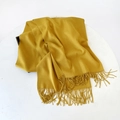Soft mustard yellow imitation cashmere scarf with elegant fringe trim for women - 215*70cm / Ginger Yellow (DW010-24)