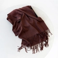 Dark chocolate solid cashmere-like scarf with long tassels and soft knit texture - 215*70cm / Coffee (DW010-25)