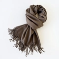 Soft solid dark brown faux cashmere scarf for women with elegant fringe details - 215*70cm / Shrimp Pink (DW010-31)