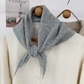 Light gray knitted triangle scarf for women in soft wool fabric for winter warmth - Gray