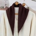 Dark coffee knit triangle scarf shawl in soft solid color on a wooden hanger - Dark Coffee
