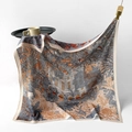 Silk texture square scarf with blue and orange architectural and tropical forest patterns - Tropical Rainforest