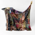 Artistic oil painting style silk square scarf with vintage red floral patterns - Colorful Flower Mirror