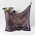 Classic paisley silk scarf in navy blue and red, stylish large square shawl for women - Deep Blue Paisley
