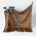 Elegant vintage yellow silk scarf with rose floral pattern and paisley border design - Floral Brocade