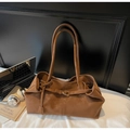 Borsa tote in pelle marrone con dettaglio fibbia e grande capienza per il lavoro - Marrone