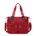 Borsa tote in nylon bordeaux impermeabile con doppia cerniera e tracolla staccabile - Rosso