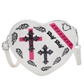 Sac bandoulière cœur Y2K avec croix rose et imprimés de flammes pour femme - Blanc
