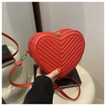 Bolso bandolera chic en forma de corazón rojo con cuero sintético acolchado en V y oro - Rojo