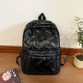 Minimalistischer schwarzer Stepprucksack für Studenten mit großem Fassungsvermögen und Reißverschluss - Schwarz