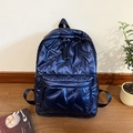 Gesteppter marineblauer Puffer-Rucksack mit Metallic-Finish und großer Fronttasche - Blau