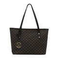 Brown tote bag with all-over M monogram print and golden metal charm detail - Brown