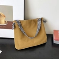 Borsa tote in velluto a coste giallo con manico in foulard a motivi geometrici neri e bianchi - Giallo Zenzero