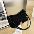 Funkelnde schwarze Strass-Hobo-Tasche mit Knotengriff und silbernen Metalldetails am Verschluss - Schwarz