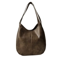 Borsa hobo vintage in finta pelle marrone scuro testurizzata a grande capacità - caffè
