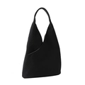 Chic black quilted hobo bag with unique rhombus texture and wide single shoulder strap - Black