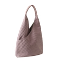 Minimalist dusty pink hobo shoulder bag with a textured waffle pattern finish - Pink