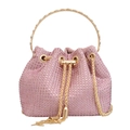 Sac seau rose avec strass étincelants poignée dorée et bandoulière chaîne pour soirée - Rose