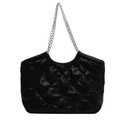 Borsa tote trapuntata nera classica con cuciture a diamante e manici a catena - Nero
