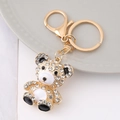 Portachiavi a forma di orsetto dorato con strass scintillanti e smalto bianco - Stile Orso Smalto Bianco Strass (款式二)