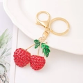 Portachiavi creativo a ciliegia con strass rossi e lega dorata per ciondolo borsa lusso - Ciliegia Rossa (Ciliegia 1)