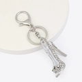 Porte-clés escarpin étincelant avec strass blancs et petit détail floral élégant - Longueur 12cm Pendentif 6x4cm / Talon Haut (N°: 5219)
