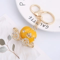 Portachiavi carrozza zucca dorata con smalto giallo e strass brillanti incastonati - Stile Giallo (Stile 1)