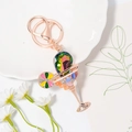 Porte-clés élégant en verre à cocktail en or rose avec cristaux colorés et strass - Couleur 4