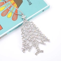 Colgante árbol de Navidad brillante de aleación plateada con diamantes y cordón de ante gris - Estilo de Diamantes de Imitación Coloridos Calados (款式1)