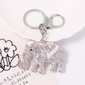 Sparkling elephant keychain with silver plating and colorful rhinestones for women - Silver